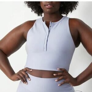 Abercrombie & Fitch Women's Off White YPB Henley Cropped Slim Tank Top Size L